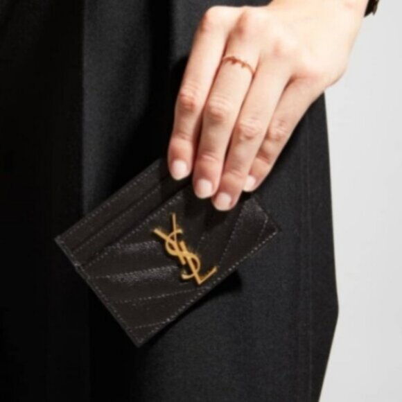 Saint Laurent Premium Black Grained Card Case - Picture 1 of 3